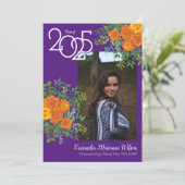 Orange Rose Lila Foto Abschluss Ankündigung (Stehend Vorderseite)