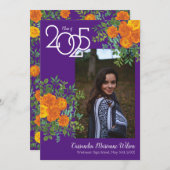 Orange Rose Lila Foto Abschluss Ankündigung (Vorne/Hinten)