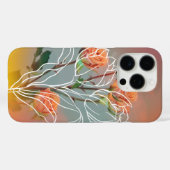 'Orange Rose & Line Art' iPhone 16 Pro Hülle (Rückseite (Horizontal))