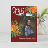 Orange Rose Maroon Foto Abschluss Ankündigung (Stehend Vorderseite)