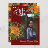 Orange Rose Maroon Foto Abschluss Ankündigung (Vorne/Hinten)