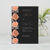 Orange Rose Moderne Fall Black Wedding Einladung (Stehend Vorderseite)