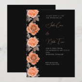 Orange Rose Moderne Fall Black Wedding Einladung (Vorne/Hinten)