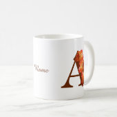 Orange Rose Monogram Initial A Your Name Kaffeetasse (VorderseiteRechts)
