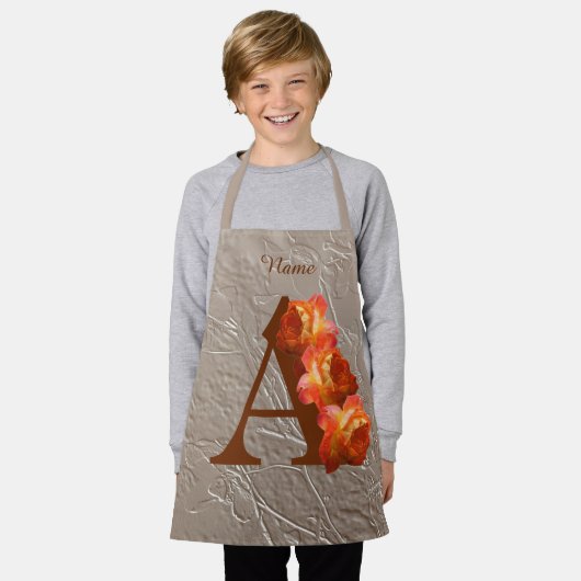 Orange Rose Monogram Initial A Your Name Schürze (Getragen)