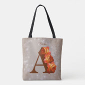 Orange Rose Monogram Initial A Your Name Tasche (Rückseite)