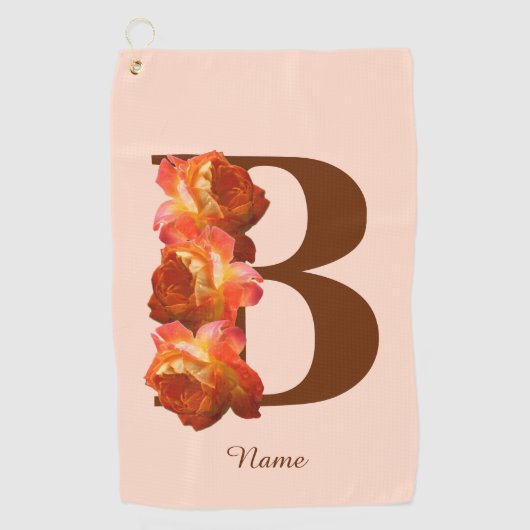 Orange Rose Monogram Initial B Ihr Name  Golfhandtuch (Vorderseite)