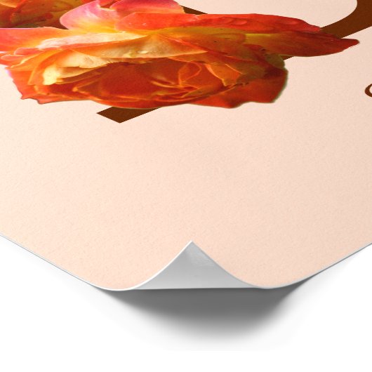 Orange Rose Monogram Initial B Ihr Name Poster (Ecke)