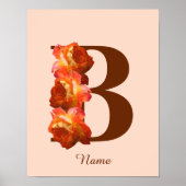 Orange Rose Monogram Initial B Ihr Name Poster (Vorne)