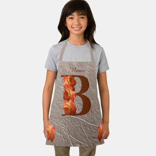 Orange Rose Monogram Initial B Ihr Name Schürze (Insitu)