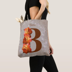 Orange Rose Monogram Initial B Ihr Name Tasche