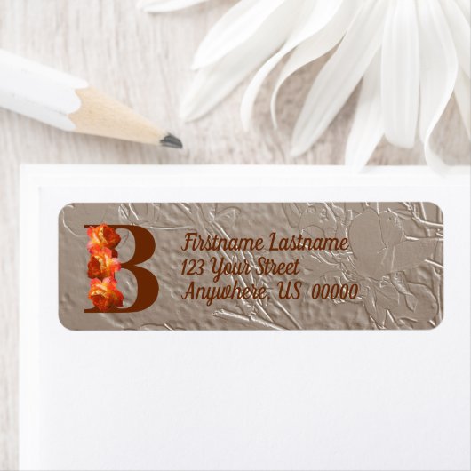Orange Rose Monogram Initial B Ihre Adresse (Insitu)