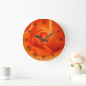 Orange Rose Nah-Up Große Wanduhr (Zuhause)