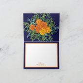Orange Rose Navy Blue Wedding Dankeskarte (Innenseite)