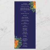 Orange Rose Navy Blue Wedding Menükarte (Rückseite)