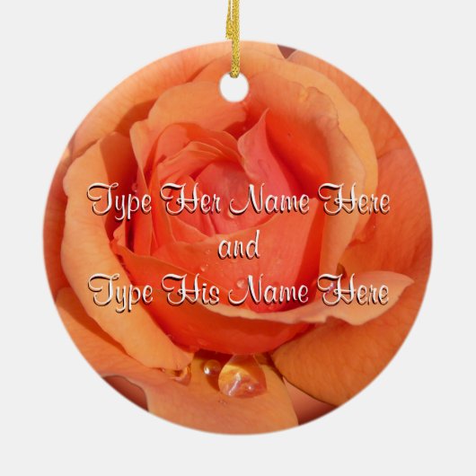 Orange Rose Ornament Personalisierte Rose Dekorati (Hinten)