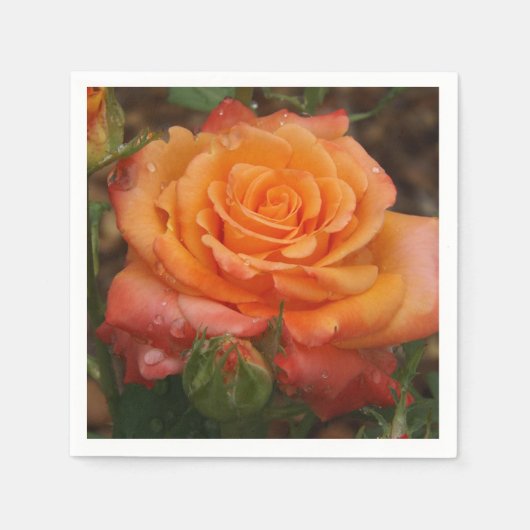 Orange Rose Paper Napkin Serviette (Vorderseite)