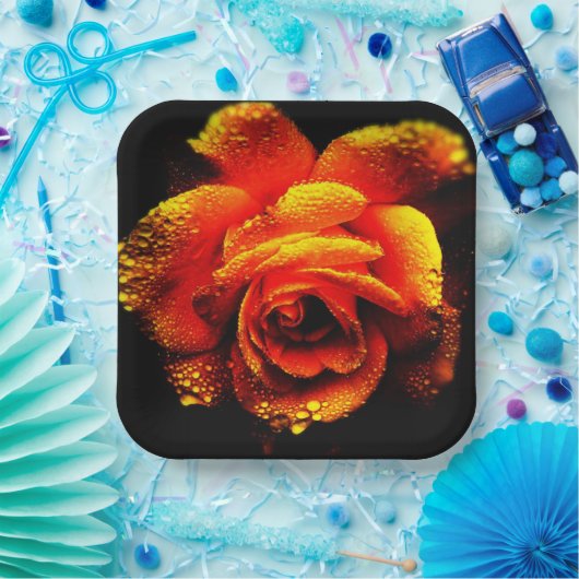 Orange Rose Pappteller (Party)