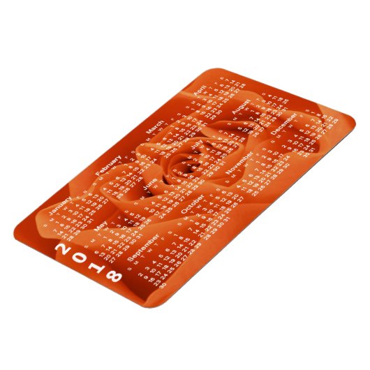 Orange Rose Petals 2018 Kalender Magnet (Linke Seite)