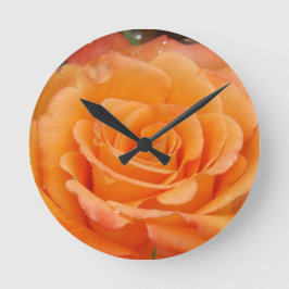 Orange Rose Runde Wanduhr