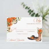 Orange Rose Rustikaler Charro Western Quinceanera RSVP Karte (Stehend Vorderseite)