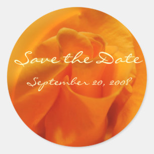 Orange Rose "Save the Date" Runder Aufkleber