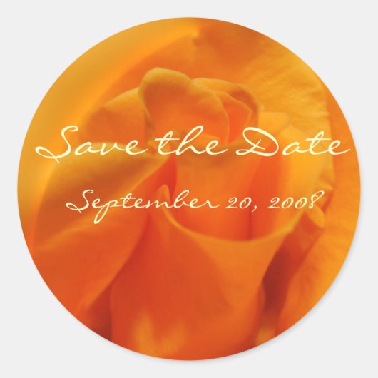 Orange Rose "Save the Date" Runder Aufkleber (Vorderseite)