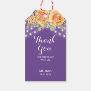 Orange Rose String Lights Lila Geburtstag Dank Geschenkanhänger