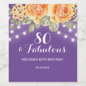 Orange Rose String Lights Lila Geburtstag Weinetikett (Einzelnes Label)