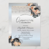 Orange Rose String Lights Silver Quinceanera Einladung (Vorne/Hinten)