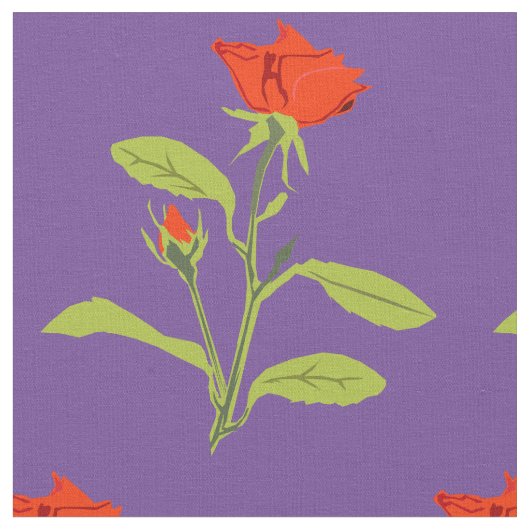 Orange Rose und Bud-Blätter Stoff (Nahaufnahme)