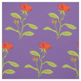 Orange Rose und Bud-Blätter Stoff