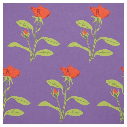 Orange Rose und Bud-Blätter Stoff (Muster)