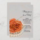 Orange Rose und Perlen Allgemeine Party Einladung (Vorne/Hinten)