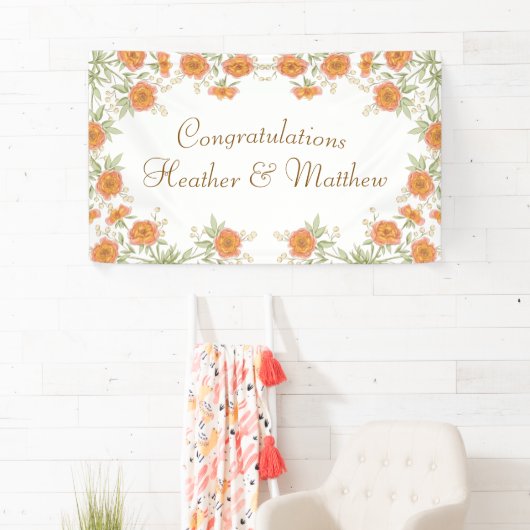 Orange Rose Wedding Banner (Insitu)