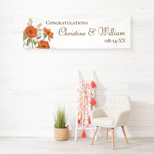Orange Rose Wedding Banner (Insitu)