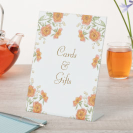 Orange Rose Wedding Cards Gift Sign Sockelschild