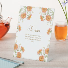 Orange Rose Wedding Favors Sign Sockelschild