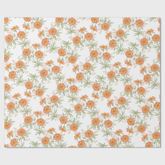 Orange Rose Wedding Geschenkpapier (Flach)
