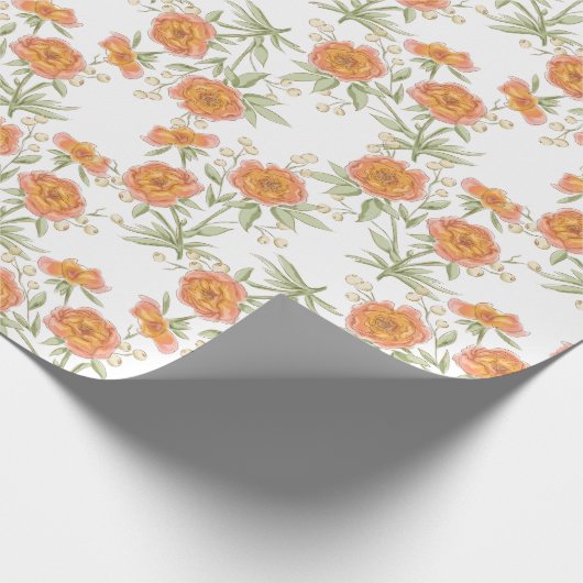 Orange Rose Wedding Geschenkpapier (Ecke)