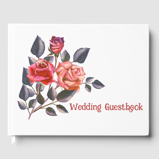 Orange Rose Wedding Guestbook Gästebuch (Vorderseite)