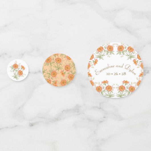 Orange Rose Wedding Konfetti (Rückseiten)