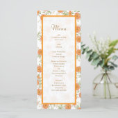 Orange Rose Wedding Menus Menükarte (Stehend Vorderseite)