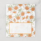 Orange Rose Wedding Place Card Platzkarte (Außenseite Aufgefaltet)