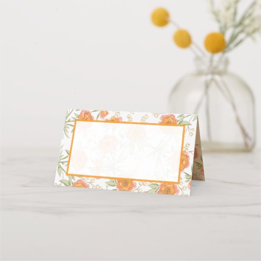 Orange Rose Wedding Place Card Platzkarte (Vorderseite)