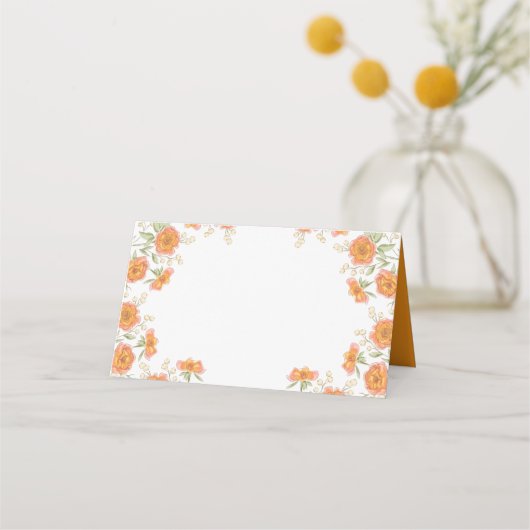 Orange Rose Wedding Place Card Platzkarte (Vorderseite)
