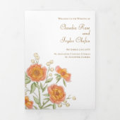 Orange Rose Wedding Programs Dreifach-gefaltete Programmkarte (Cover)