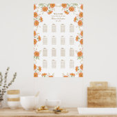 Orange Rose Wedding Seating Chart Poster (Küche)
