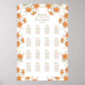 Orange Rose Wedding Seating Chart Poster (Vorne)