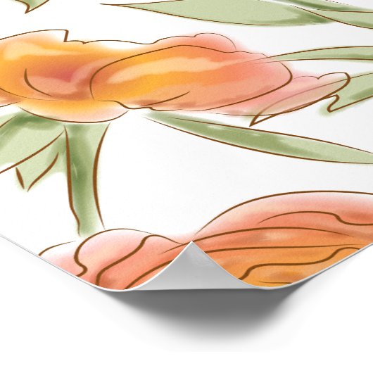 Orange Rose Wedding Seating Chart Poster (Ecke)